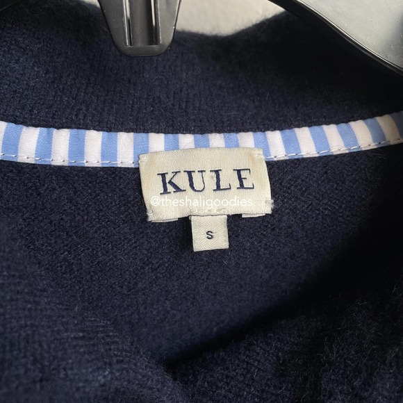 KULE The Rainey Cashmere Top Navy Striped Cashmere Sweater - Picture 6 of 7